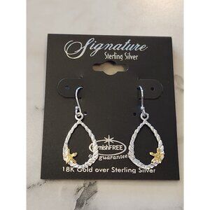 18K Gold Over Sterling Silver Teardrop Earrings With Starfish Accent